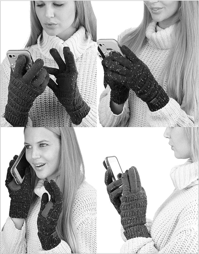 Cc Unisex Cable Knit Winter Warm Anti-Slip Touchscreen Texting Gloves - Image 2