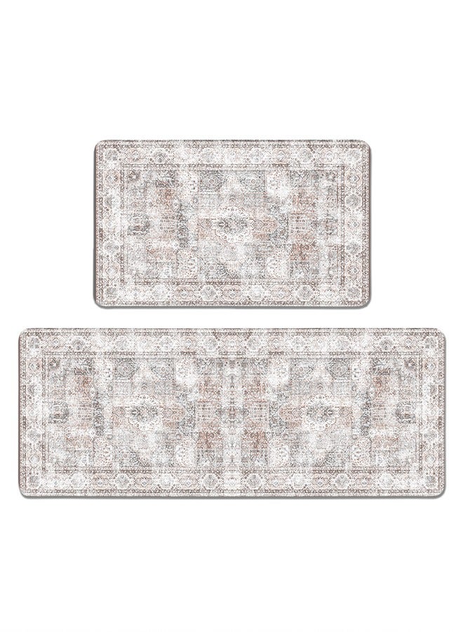2 PCS Kitchen Floor Mats Rugs Set, Cushion Floor Carpet, Waterproof, Oil Resistant and Anti-Fatigue PU Standing Mat for Kitchen, Floor, Office, Sink, Laundry 45*75CM+45*120CM - Image 1