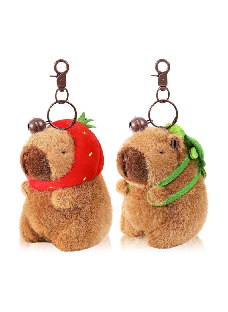 general 2 Piece Capybara Plush Key Chain, Cute Capybara Stuffed Animal Doll Pendant, Realistic Capybara Stuffed Animal Toy, Capybara Pendant for Backpack Decoration Kids Gifts - Image 1