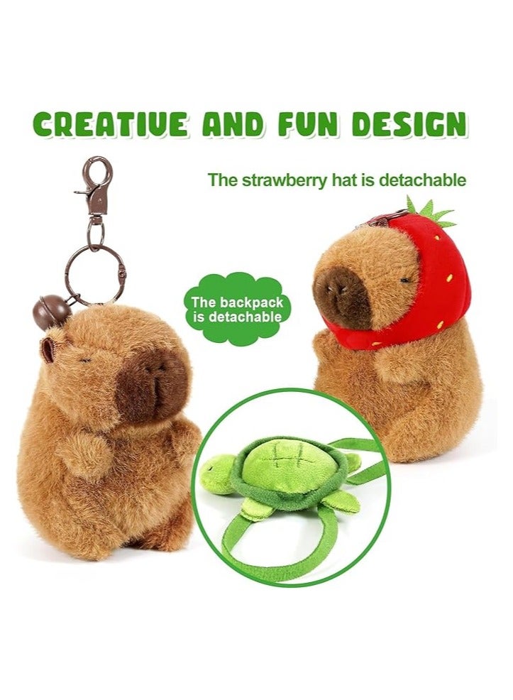 general 2 Piece Capybara Plush Key Chain, Cute Capybara Stuffed Animal Doll Pendant, Realistic Capybara Stuffed Animal Toy, Capybara Pendant for Backpack Decoration Kids Gifts - Image 3