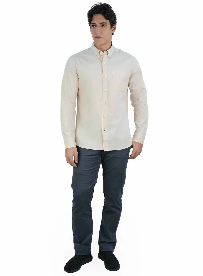 جيوردانو قميص رجالي بقصة ضيقة قطن بوبلين بأكمام طويلة