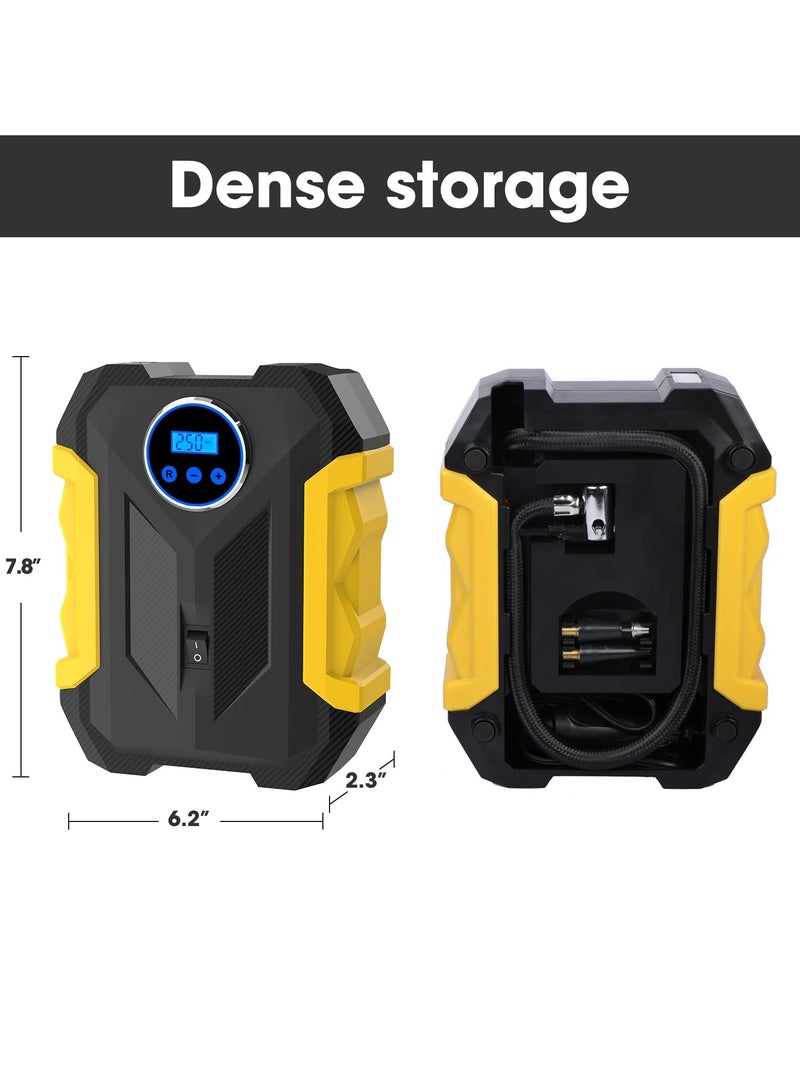ضاغط هواء رقمي للسيارة، مضخة هواء إطارات محمولة مع ضوء LED تيار مستمر 12 فولت - Image 3