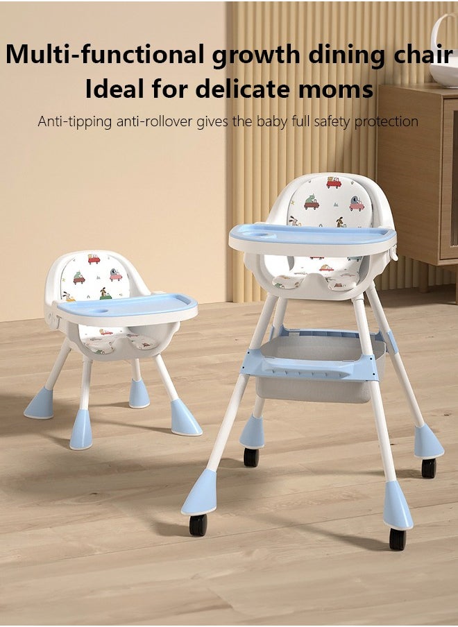 Occuwzz - 5 in 1 Baby High Chair High Chairs for Babies and Toddlers with Easy Clean Pu Cushion Removable Tray Adjustable Feet Foldable Modern Toddler High Chair - Image 1