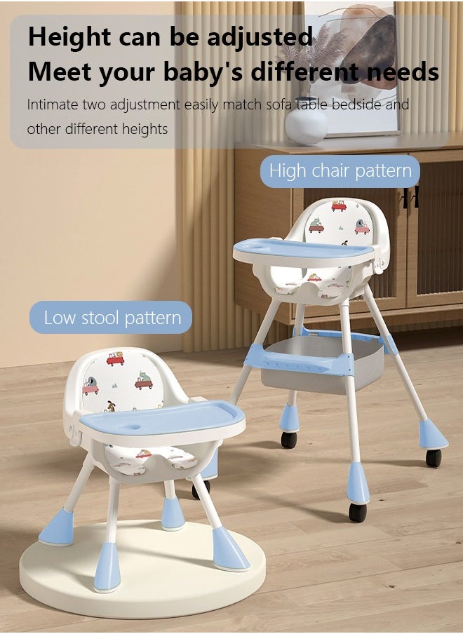 Occuwzz - 5 in 1 Baby High Chair High Chairs for Babies and Toddlers with Easy Clean Pu Cushion Removable Tray Adjustable Feet Foldable Modern Toddler High Chair - Image 1