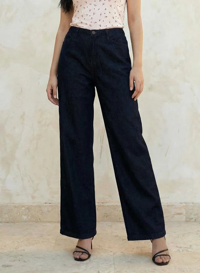 Splash FAV Wide Leg High Rise Jeans with Elastic Waist