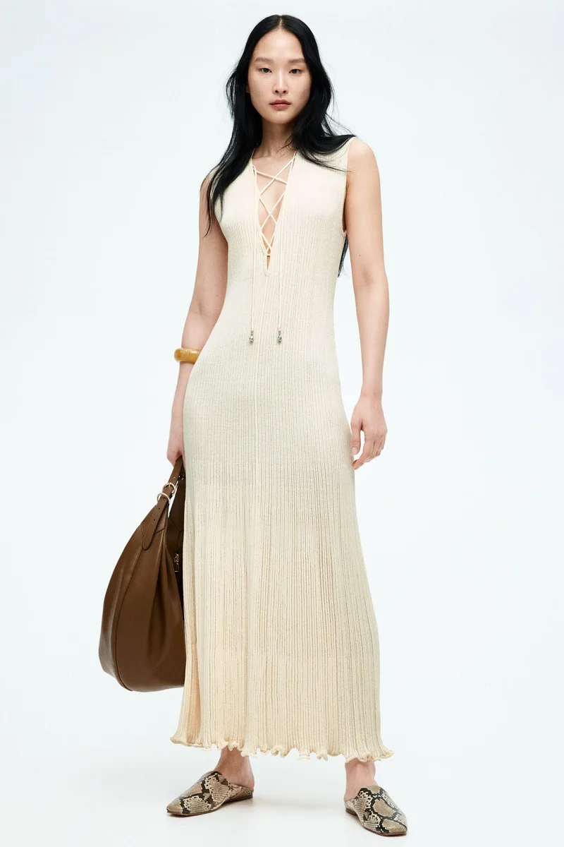 H&M Lacing-detail rib-knit dress