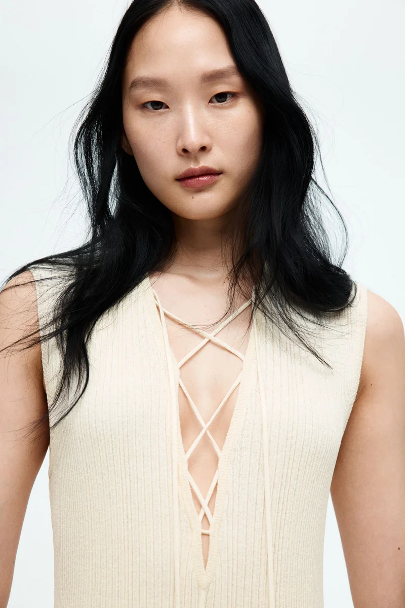 H&M Lacing-detail rib-knit dress