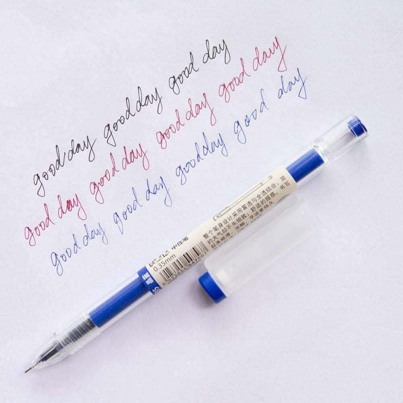 BEMLP Gel Ink Pen Extra Fine Point Pens Ballpoint Pen 0.35mm Blue Premium Liquid Ink Rollerball Pens Quick-Drying For Japanese Office School Stationery Supply 12 Pieces - Image 4