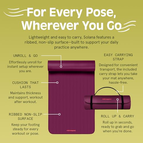 Retrospec Solana Yoga Mat 1/2" Thick w/Nylon Strap for Men & Women - Non Slip Excercise Mat for Yoga, Pilates, Stretching, Floor & Fitness Workouts - Image 5