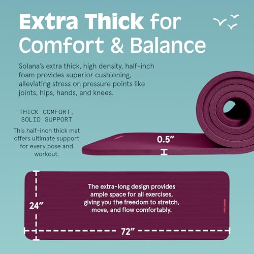 Retrospec Solana Yoga Mat 1/2" Thick w/Nylon Strap for Men & Women - Non Slip Excercise Mat for Yoga, Pilates, Stretching, Floor & Fitness Workouts - Image 3