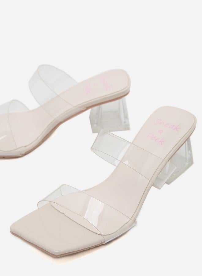 سنيك ايه بيك صندل بكعب سميك وسير شفاف - Image 5