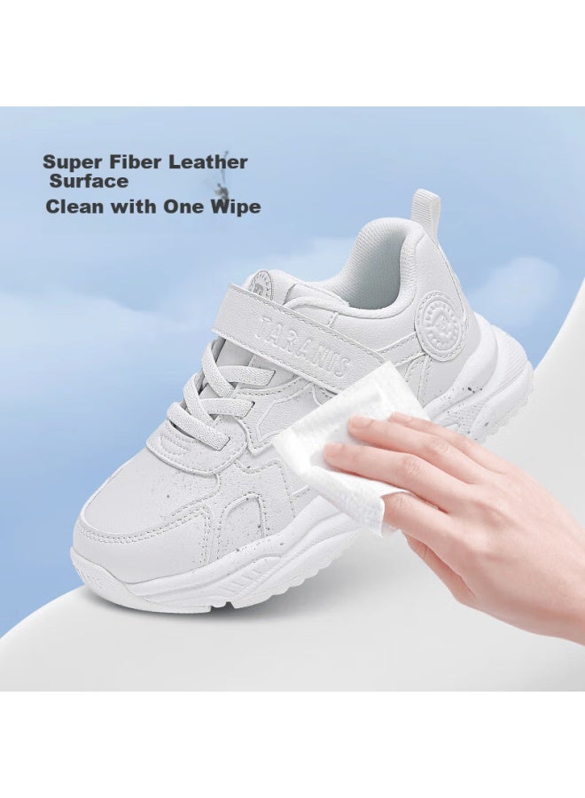 Taranis Spring Microfiber Children's Sports Shoes For Boys And Girls, Versatile White Sneakers For Older Kids, Lightweight Running Shoes, Size 34