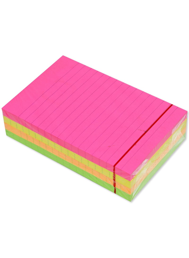 FIS Sticky Note Pad, 4X6 inches, Pack of 4, Ruled,  4 Assorted Neon Color -FSPO4X6RN4C - Image 2