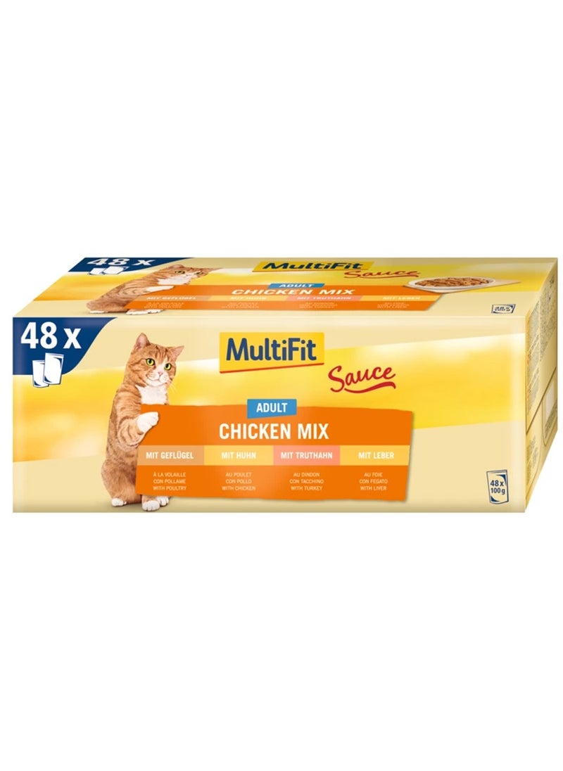 Multifit MultiFit Adult Cat Sauce Chicken Mix Pouch 100 gm with Poultry 
