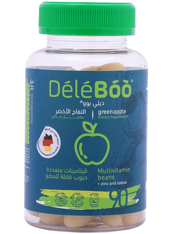 DéléBoo DeleBoo Beans Food Supplement and Vitamins for Adults and Kids with Green Apple, Zinc 90 Pieces. - Image 1