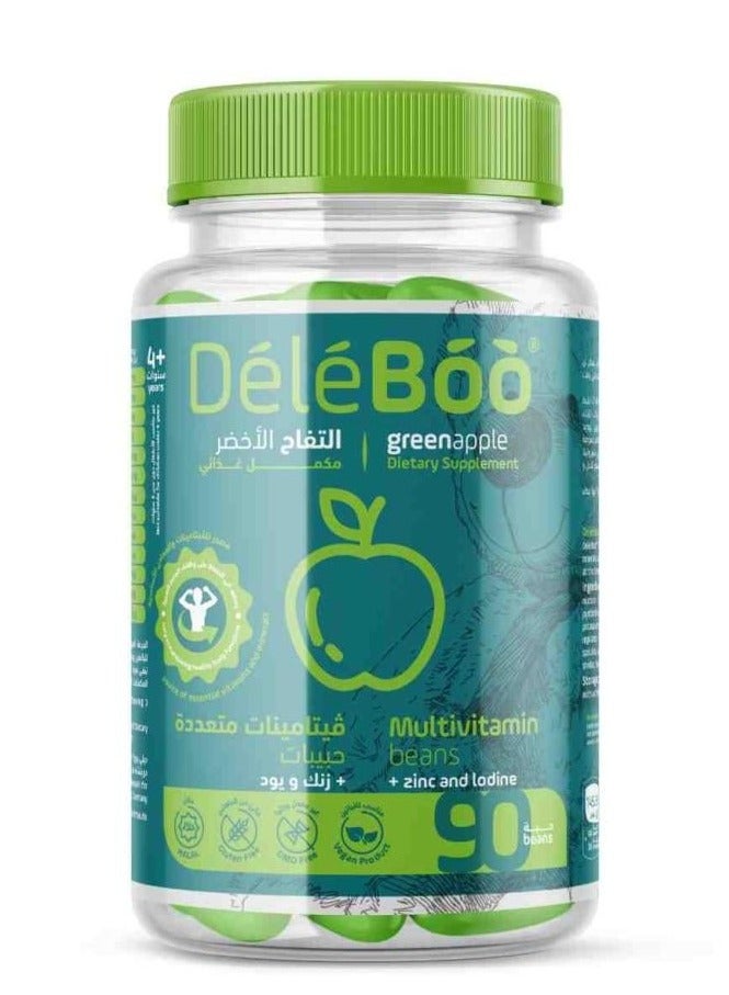 DéléBoo DeleBoo Beans Food Supplement and Vitamins for Adults and Kids with Green Apple, Zinc 90 Pieces. - Image 5