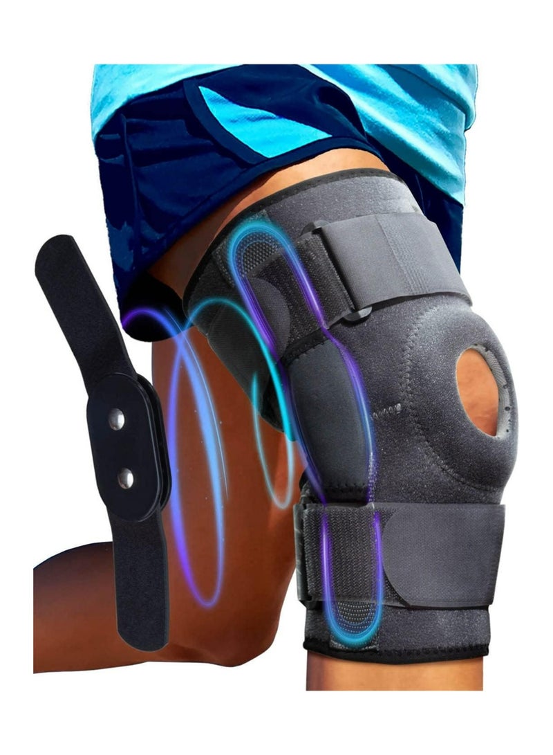 YOUGE Hinged Knee Brace,Knee Pads - Relieves ACL, MCL, Meniscus Tear, Arthritis, Sports Protective Gear Tendon Pain - Dual Metal Side Stabilizers - Support for Running, For Men and Women Check Size Chart (Large, 15½-20″ Thigh) - Image 1