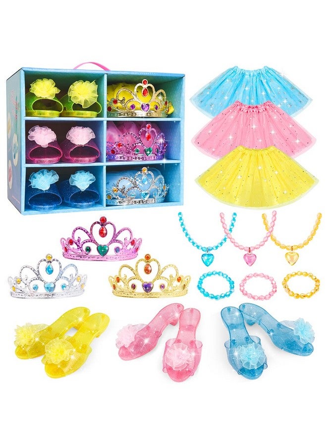 Meland Meland Princess Dress Up Clothes for Toddlers with Skirts, Shoes, Crown & Play Jewelry, Princess Toys for Girls Age 3,4,5,6 Year Old, Little Girls Gift Idea for Birthday Christmas - Image 1