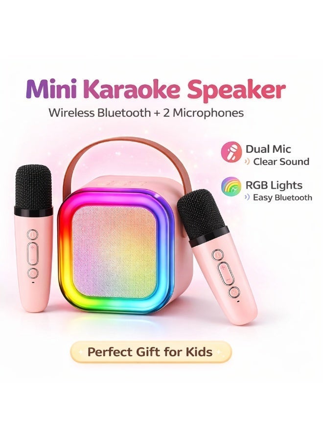 UV Enterprises Mini Karaoke Machine for Kids, Mini Bluetooth Speaker with 2 Wireless Microphone, Portable Karaoke Speaker with 2 Mic, Kids Karaoke Toy, Singing Machine, Party Speaker for Girls Boys  Portable Singing Machine Kids Toy Speaker Party Karaoke System for Home, Gift for Girls Boys - Image 2
