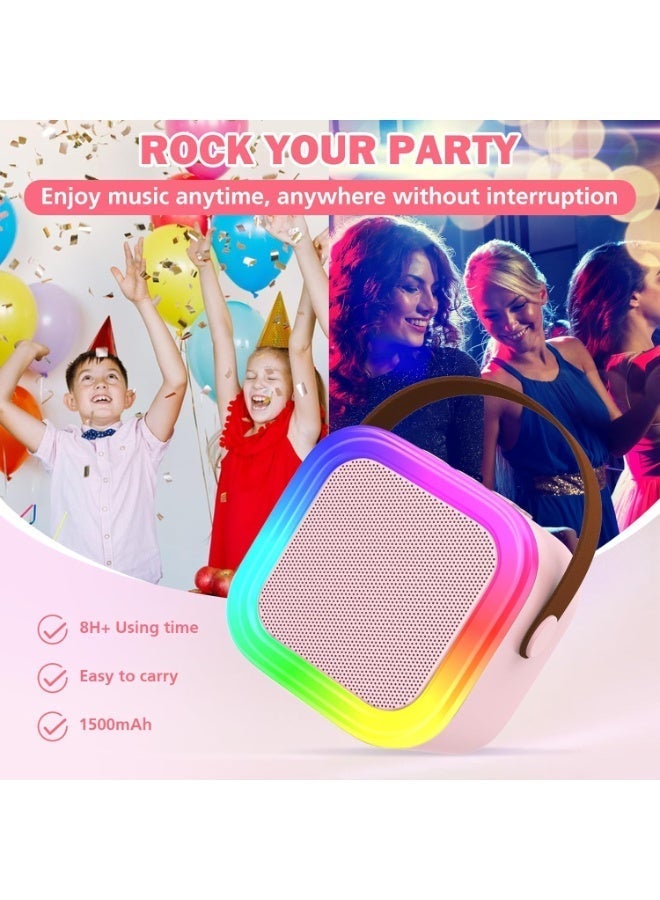 UV Enterprises Mini Karaoke Machine for Kids, Mini Bluetooth Speaker with 2 Wireless Microphone, Portable Karaoke Speaker with 2 Mic, Kids Karaoke Toy, Singing Machine, Party Speaker for Girls Boys  Portable Singing Machine Kids Toy Speaker Party Karaoke System for Home, Gift for Girls Boys - Image 3