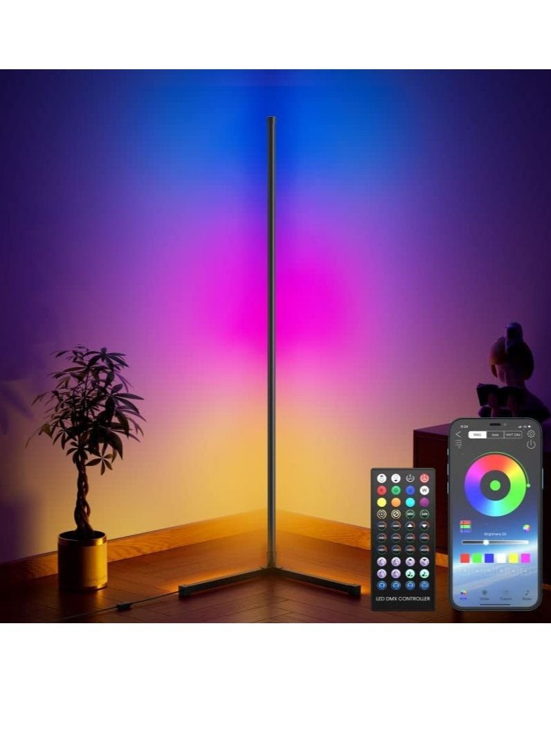 JOMILA Corner Floor Lamp Corner Light RGB Color Changing Led Floor Lamp with Remote and App Control Dimmable Minimalist Mood Lighting Music Sync Timing Multi Lighting Modes for Bedroom Living Room - Image 1