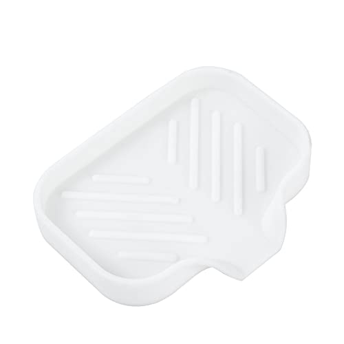 MicoYang Silicone Bathroom Soap Dishes with Drain Spout-Bathroom and Kitchen Sink Organizer,Sponge Holder,Dish Soap Tray,Perfect for Dispenser,Scrubber,Bottle,Cup on Sink or Counter-White 4.9"×3.2" - Image 1