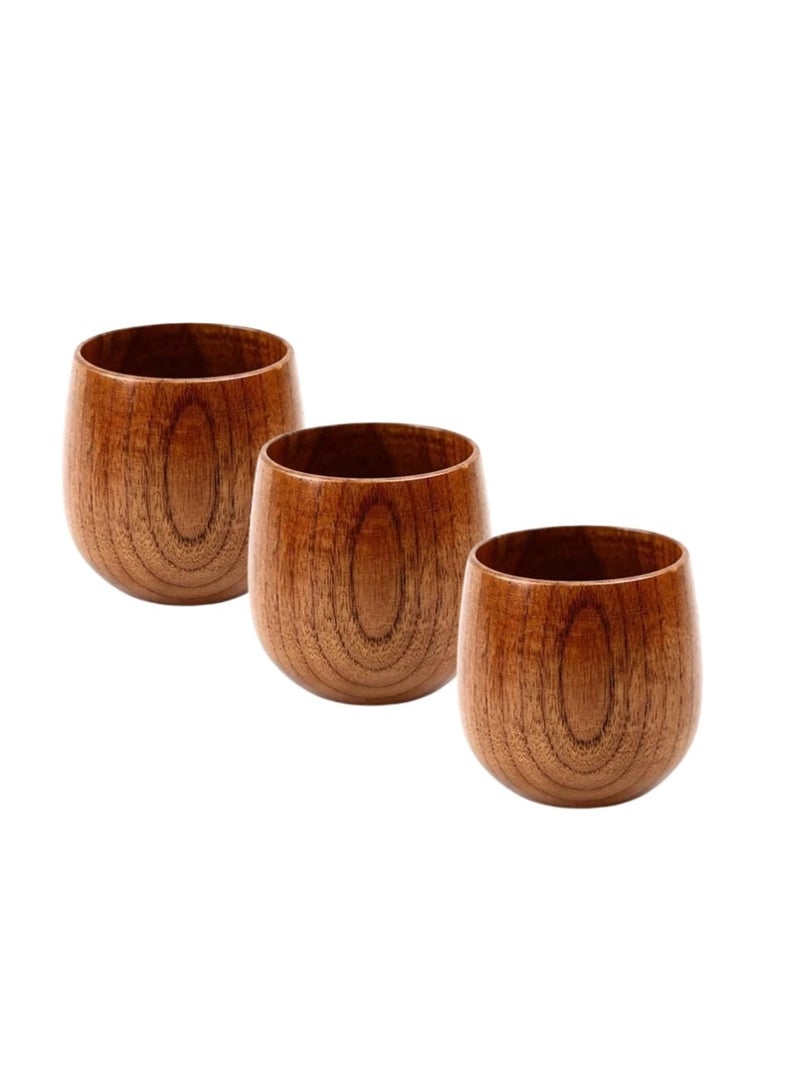 Liying 3Pcs Wooden Tea u0026 Coffee Cup 125ml, Japanese Tea Cup Solid Wood Drinking Cup Teacup Glass for Milk, Hot Drinks  - Image 1