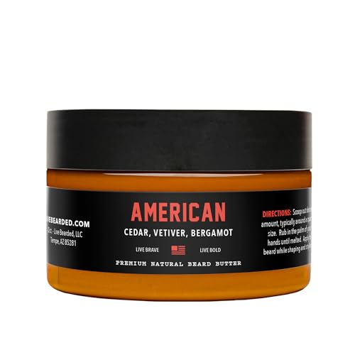 Live Bearded Beard Butter 3 fl oz  Made in the USA  AllNatural Leavein Conditioner and Softener with Shea  American Scent  Cedar Vetiver Bergamont