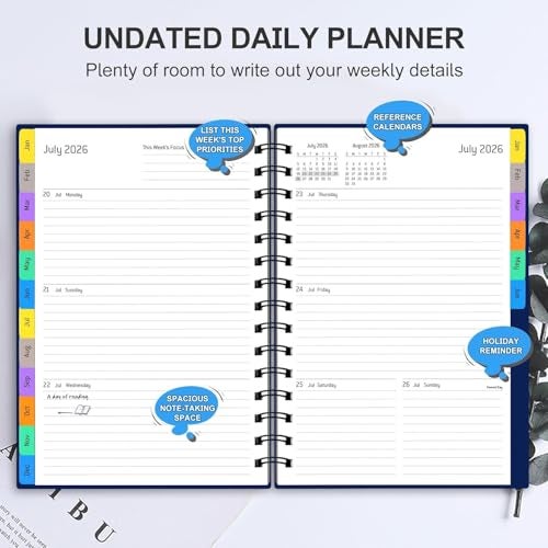 COI Blue & Brown Daily Planner 2026-2027, 18 Month Planner with Tabs, January 2026 - June 2027, 2026 Planner Weekly and Monthly Academic Year Calendar, A5 Size (Pack of 2) - Image 4