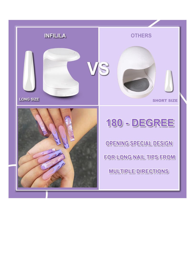 Excefore Nail Lamp, Mini Gel Nail Ligh, Fast Nail Dryer for Gel Polish Curing, 180°Opening Design USB Nail Dryer, Portable 16W Quick-Drying Sun UV LED Lamp for Single Finger, Nail Art Tools Accessories  - Image 2