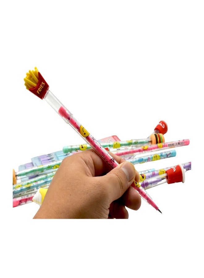 Lopenle 24 Pcs Food Stacking Pencils Stackable Pencils Non Sharpening Pencil Chips Pencil With 128 Leads For School Students Office Supplies. - Image 4