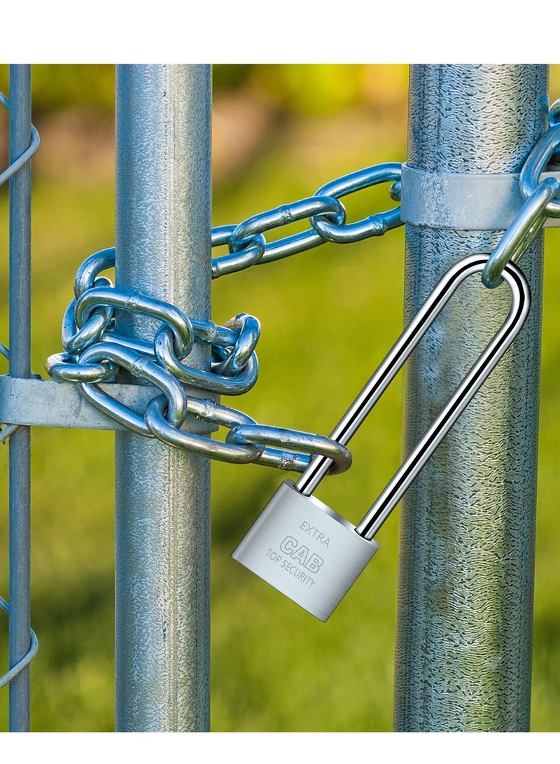 قفل مطول مزود بأربعة مفاتيح، قفل متين بطول 6.4 بوصة، قفل خارجي عالي الأمان ومقاوم للماء، للمستودعات وأبواب الحاويات والمرآب  - Image 2