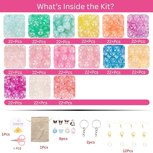 ambitieux DIY Jewellery Making Kit for Kids – 24 Colours Pearl Beads Set with Charms & Accessories | Birthday Gift for Girls Age 5, 6, 7, 8, 9, 10, 11, 12+ Years (15 8mm Rainbow Beads) - Image 4