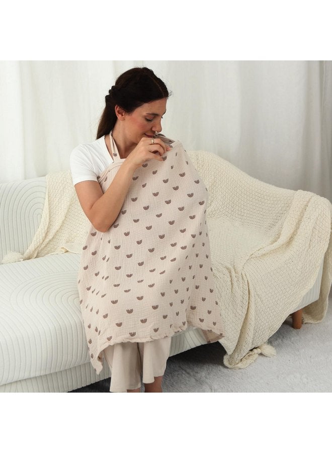 انسولار غطاء رضاعة من قماش موسلين معزول للرضاعة الطبيعية، أغطية رضاعة قابلة للتنفس مع فتحة رقبة مقوسة للأم، مريلة رضاعة متعددة الاستخدامات من القطن الناعم، قوس قزح - Image 3