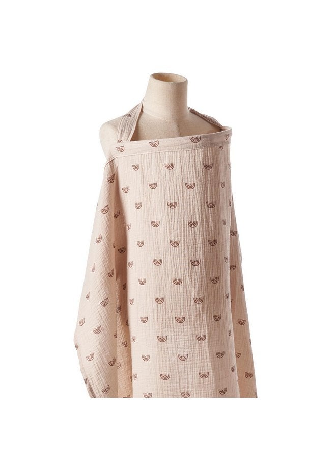 انسولار غطاء رضاعة من قماش موسلين معزول للرضاعة الطبيعية، أغطية رضاعة قابلة للتنفس مع فتحة رقبة مقوسة للأم، مريلة رضاعة متعددة الاستخدامات من القطن الناعم، قوس قزح - Image 4