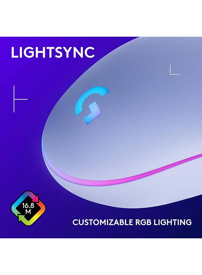 Logitech G203 2nd Gen Wired Gaming Mouse, 8,000 DPI, Rainbow Optical Effect LIGHTSYNC RGB, 6 Programmable Buttons, On-Board Memory, Screen Mapping, PC/Mac Computer and Laptop Compatible - Lilac I 910-005853 - Image 4