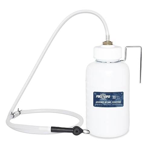 FIRSTINFO TOOLS FIT YOUR NEEDS FIRSTINFO 33 Oz (1 Liter) Capacity Brake Service Brake Fluid Bleeder Bottle/Receiver with Non-Return Check Valve + Hook Fixed - Image 1