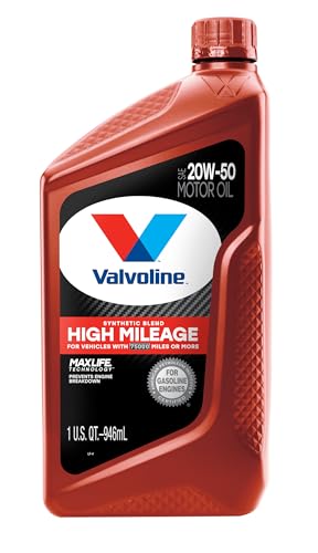 Valvoline High Mileage with MaxLife Technology 20W-50 Synthetic Blend Motor Oil 1 Quart - Image 1