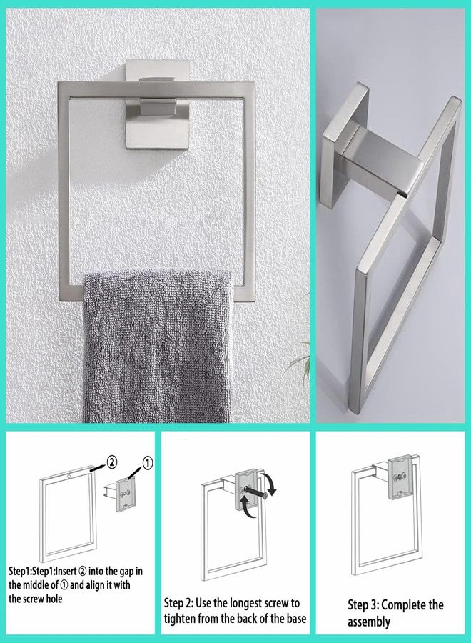 taun Bathroom Towel Bar Set 10 Pieces Brush Nickel Square Modern Bathroom Hardware Set SUS304 Bathroom Accessories Set Towel Rack Set for Bathroom Wall Mounted (Brushed Nickel, 24 Inch) - Image 3