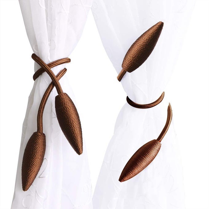 2 PIECES CURTAIN TIEBACKS CLIPS CREATIVE WINDOW DRAPE TWIST TIE BACKS EUROPEAN STYLE CUSTOM MADE CURTAIN HOLDERS DECORATIVE DRAPERIES HOLDBACKS COFFEE