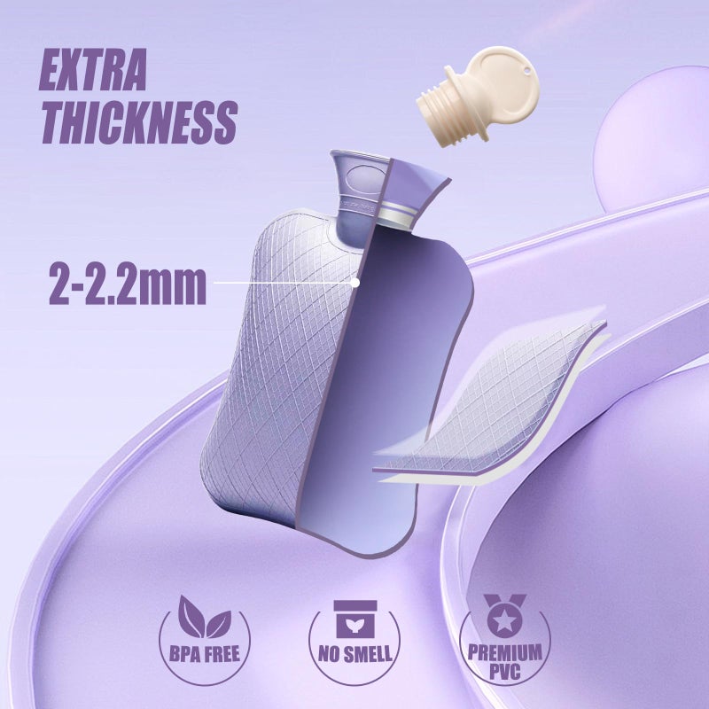 FORICOM Extra Large Hot Water Bottles for Pain Relief.2packs,2L Hot Water Bag for Back Pain, Heating Pad 2Liter, Hot and Cold Therapy.Bpa Free. - Image 2