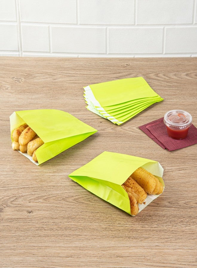 Restaurantware Bag Tek 4.3 x 1.6 x 6.3 Inch Paper Bags For Snacks 100 Durable French Fry Bags - Disposable Greaseproof Paper Green Snack Bags For Popcorn Cookies Or Fries - Image 3