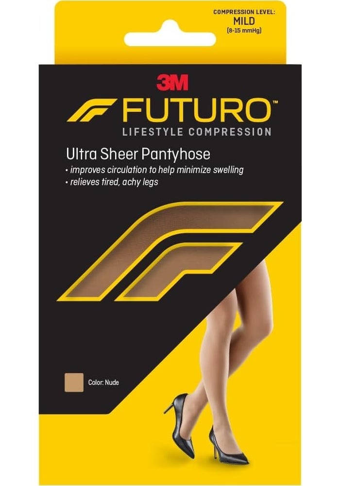 FUTURO Ultra Sheer Pantyhose for Women - Medium, Mild Compression (8-15 mmHg) in Nude - Image 1