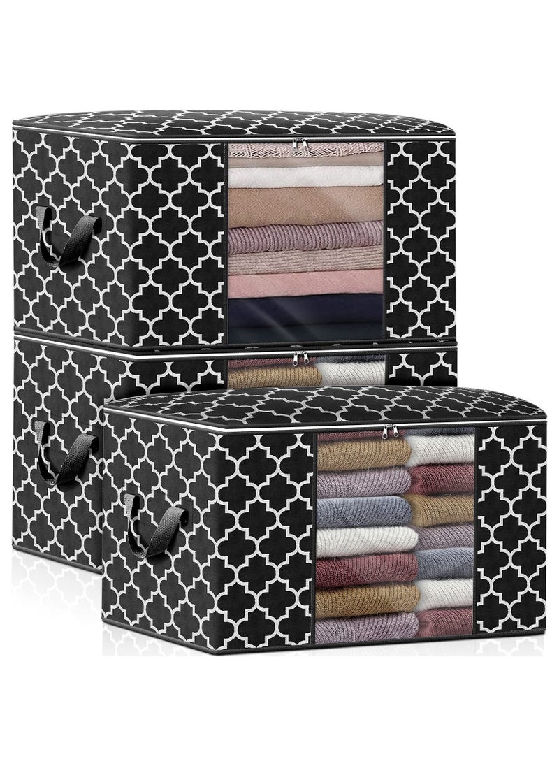 Generic 90L Large Storage Bags with Blanket Clothes Organization and Storage Containers,3 Pack Closet Organizers and Storage Foldable Clothes Storage Bins for Clothing,Blanket,Comforters,Bedding,Pillows,Quilt  - Image 1