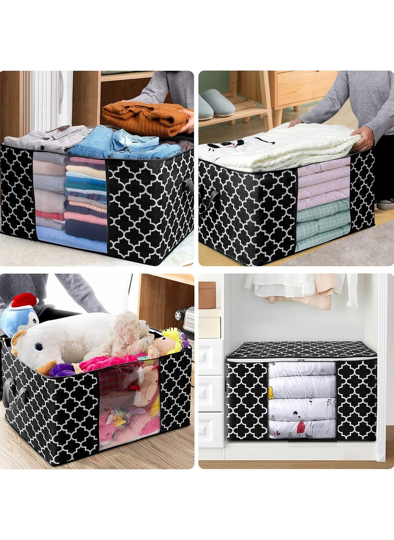 Generic 90L Large Storage Bags with Blanket Clothes Organization and Storage Containers,3 Pack Closet Organizers and Storage Foldable Clothes Storage Bins for Clothing,Blanket,Comforters,Bedding,Pillows,Quilt  - Image 2