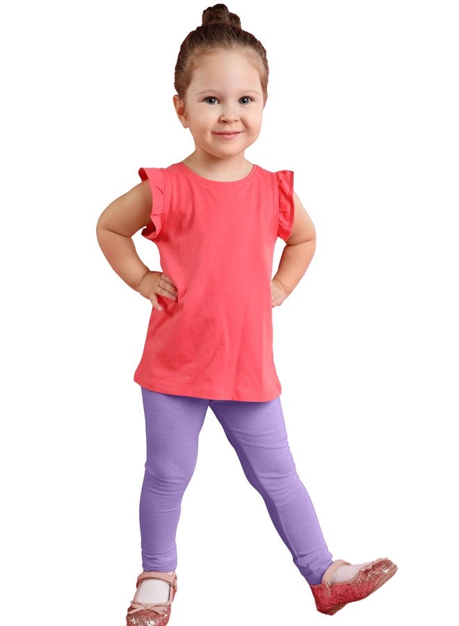FEQO 5 Pack Toddler and Baby Girls Cotton Leggings Pants Full Length Basic Leggings Stretchy Legging Tight Pants, Rose Red, Pink, White, Purple, Cyan, 3T - Image 5