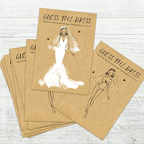 KALEFO KALEFO 25PCS Bridal Shower Game Cards Kraft Paper Guess the Dress Wedding Games Fun Romantic Drawing Party Supplies Favors 