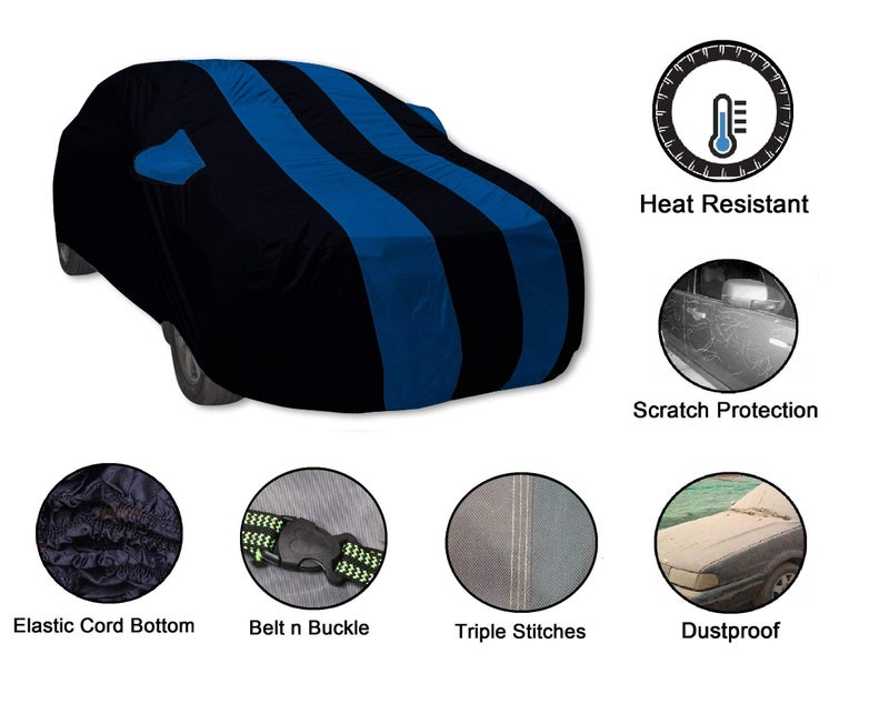 Auto Hub Car Cover Compatible with Jazz Old (Model : 2013-2019) with Mirror Pockets, Triple Stitched, Water Resistant Car Body Cover, Navy, Blue - Image 3