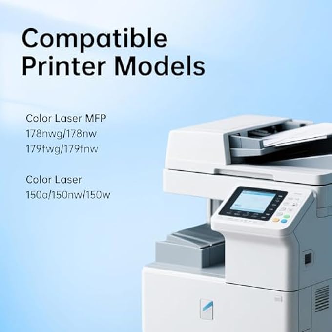 مجموعة حبر 117A لطابعة HP COLOR LASER 178NWG 150NW 178NWG 179FWG 179FWG 179FNW 150A W2070A W2071A W2072A W2073A (أسود، أزرق، أصفر، أرجواني، 4 عبوات) - Image 2