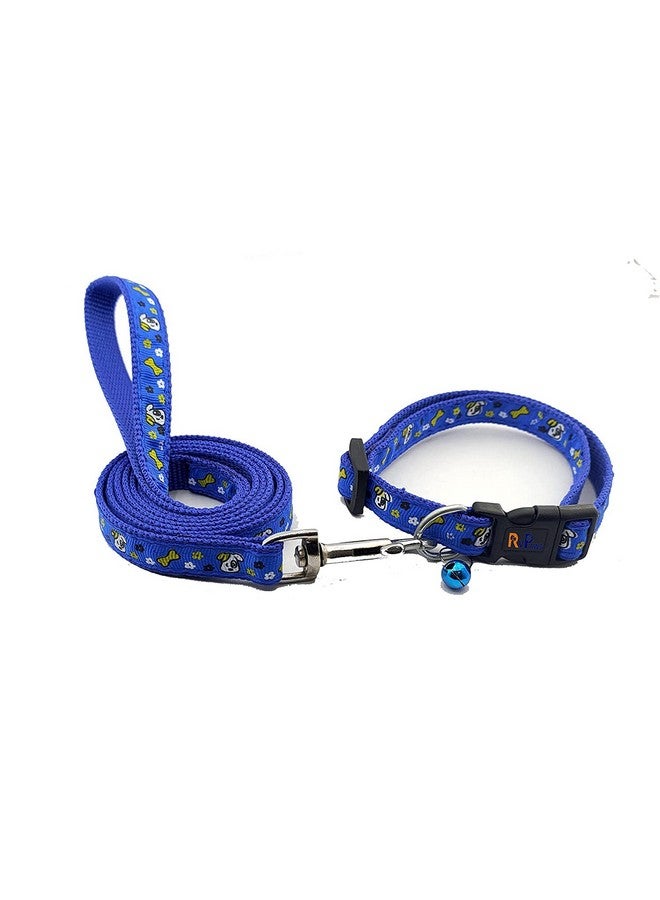 Dog Collar And Leash Set Puppy Animal Printed, Adjustable Nylon Collar With Leash For Small And Medium Dogs, Printed Collar Set For Puppies, Dog & Cat 15 Mm (Blue) - Image 4